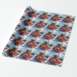 Bullmastiff-hond in slee Let it Snow Kerstmis Cadeaupapier