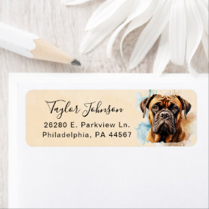 Bullmastiff-hond retouradreslabel etiket