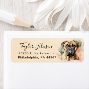 Bullmastiff-hond retouradreslabel etiket