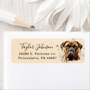 Bullmastiff-hond retouradreslabel etiket