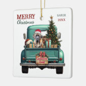 Bullmastiff Hond Retro Truck Kerstmis Keramisch Ornament (Links)