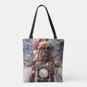 Bullmastiff Hond Rijden Motorfiets Kerstmis Draagtas (Achterkant)