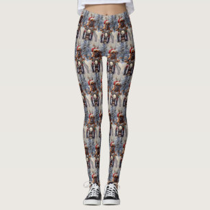 Bullmastiff Hond Rijden Motorfiets Kerstmis Leggings