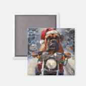 Bullmastiff Hond Rijden Motorfiets Kerstmis Magneet (Voorkant / Achterkant)