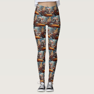 Bullmastiff Hond Roller Coaster Kerstmis Leggings