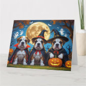 Bullmastiff Honden Pompoen Halloween Grappig Kaart (Voorkant)