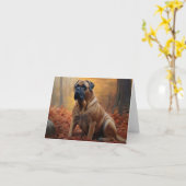 Bullmastiff in herfstbladeren Herfst Inspire Kaart (Gele Bloem)