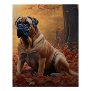 Bullmastiff in herfstbladeren Herfst Inspire Perfect Poster
