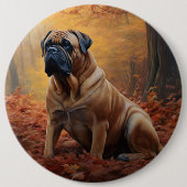 Bullmastiff in herfstbladeren Herfst Inspire Ronde Button 6,0 Cm (Voorkant)