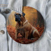 Bullmastiff in herfstbladeren Herfst Inspire Ronde Button 6,0 Cm (In situ)