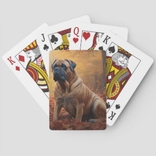 Bullmastiff in Herfstbladeren laten vallen Inspire Pokerkaarten