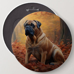 Bullmastiff in herfstbladeren vallen inspireren ronde button 6,0 cm