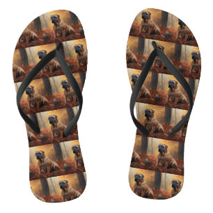 Bullmastiff in herfstbladeren vallen inspireren teenslippers