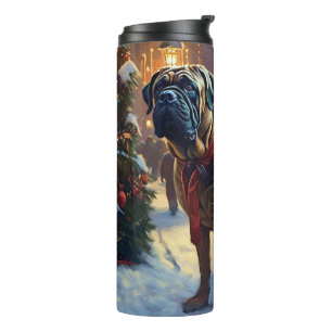 Bullmastiff Kerst Feestelijke Periode Thermosbeker