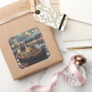 Bullmastiff Kerst Feestelijke Reis Vierkante Sticker