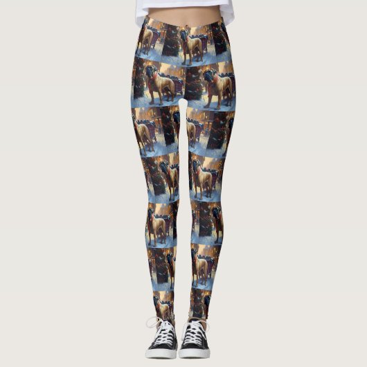 Bullmastiff Kerstfeest Seizoen Leggings (Voorkant)