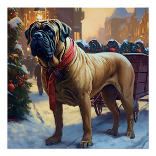 Bullmastiff Kerstfeest Seizoen Perfect Poster