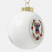 Bullmastiff Kerstkrans feestelijke pup Keramische Bal Ornament (Links)