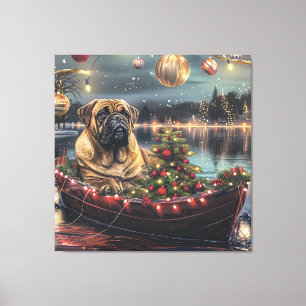 Bullmastiff kerstvakantie canvas afdruk