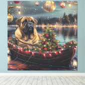 Bullmastiff kerstvakantie canvas afdruk (Insitu (Houten vloer))