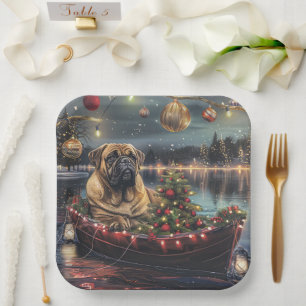 Bullmastiff kerstvakantie papieren bordje