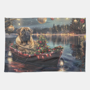 Bullmastiff kerstvakantie theedoek