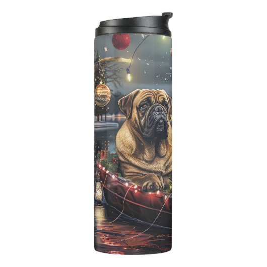 Bullmastiff kerstvakantie thermosbeker (Gedraaid links)