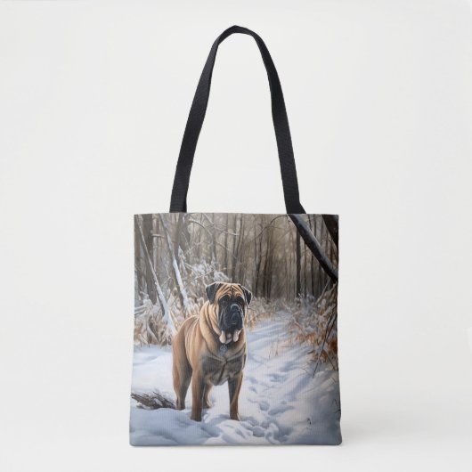 Bullmastiff laat het sneeuwen Kerstmis Draagtas (Voorkant)