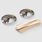 Bullmastiff laat het sneeuwen Kerstmis Handwaaier (Niet-gemonteerd)