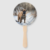 Bullmastiff laat het sneeuwen Kerstmis Handwaaier (Voorkant)