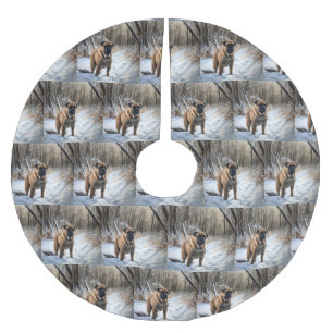 Bullmastiff laat het sneeuwen Kerstmis Kerstboom Rok