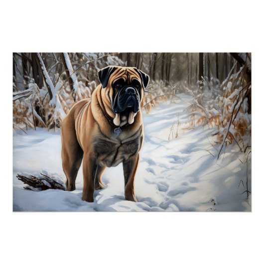Bullmastiff laat het sneeuwen Kerstmis Perfect Poster (Voorkant)