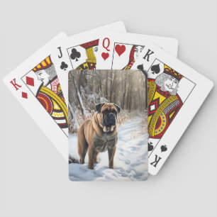 Bullmastiff laat het sneeuwen Kerstmis Pokerkaarten