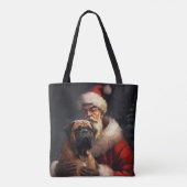 Bullmastiff met Kerstman Feestelijke Kerstmis Draagtas (Achterkant)
