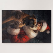 Bullmastiff met Kerstman Feestelijke Kerstmis Legpuzzel (Horizontaal)