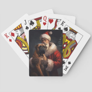 Bullmastiff met Kerstman Feestelijke Kerstmis Pokerkaarten