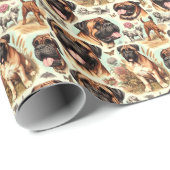 Bullmastiff Naadloos Cadeaupapier (Rol Hoek)