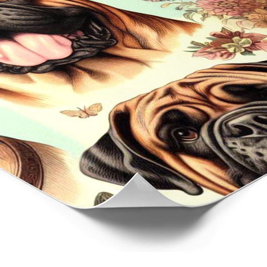  Bullmastiff Naadloos Poster (Hoek)