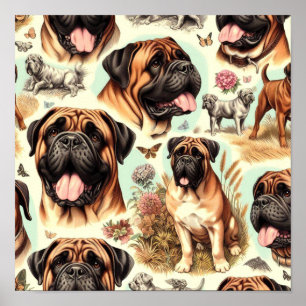 Bullmastiff Naadloos Poster