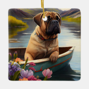 Bullmastiff op een peddel: Een Schilderachtig avon Keramisch Ornament