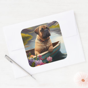 Bullmastiff op een peddel: Een Schilderachtig avon Vierkante Sticker