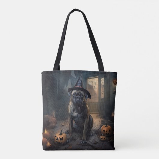 Bullmastiff pompoenen Halloween eng Draagtas (Achterkant)