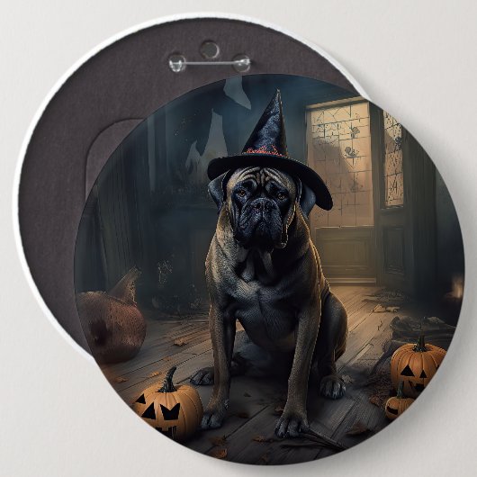 Bullmastiff pompoenen Halloween eng Ronde Button 6,0 Cm (Voorkant /achterkant)