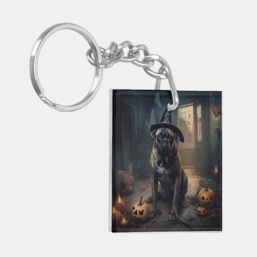 Bullmastiff pompoenen Halloween eng Sleutelhanger (Voorkant Links)