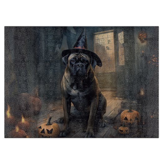 Bullmastiff pompoenen Halloween eng Snijplank (Voorkant)