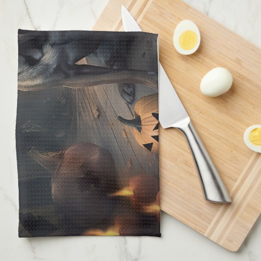 Bullmastiff pompoenen Halloween eng Theedoek (Quarter Fold)