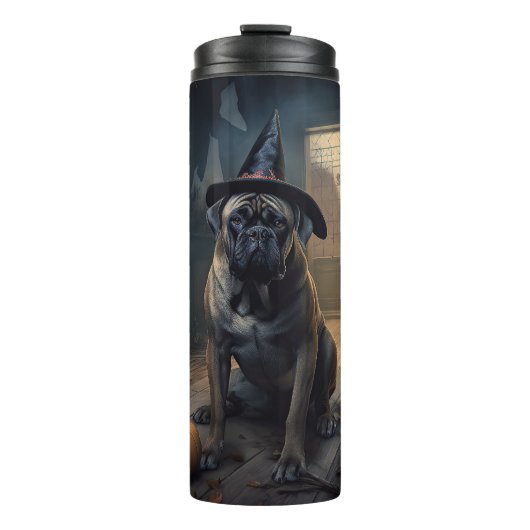 Bullmastiff pompoenen Halloween eng Thermosbeker (Voorkant)