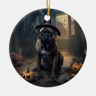 Bullmastiff Pompoenen Halloween Griezelen Keramisch Ornament