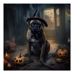 Bullmastiff Pompoenen Halloween Griezelen Perfect Poster