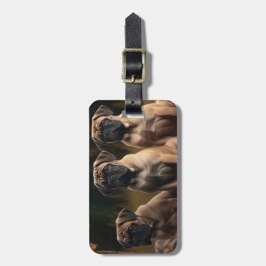 Bullmastiff Puppy Herfst Delight Pompoen Bagagelabel (Voorkant verticaal)